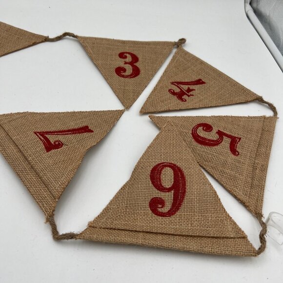 Christmas Advent Calendar Banner Jute Burlap Pocket Wall Decor Farmhouse Rustic - Picture 2 of 9